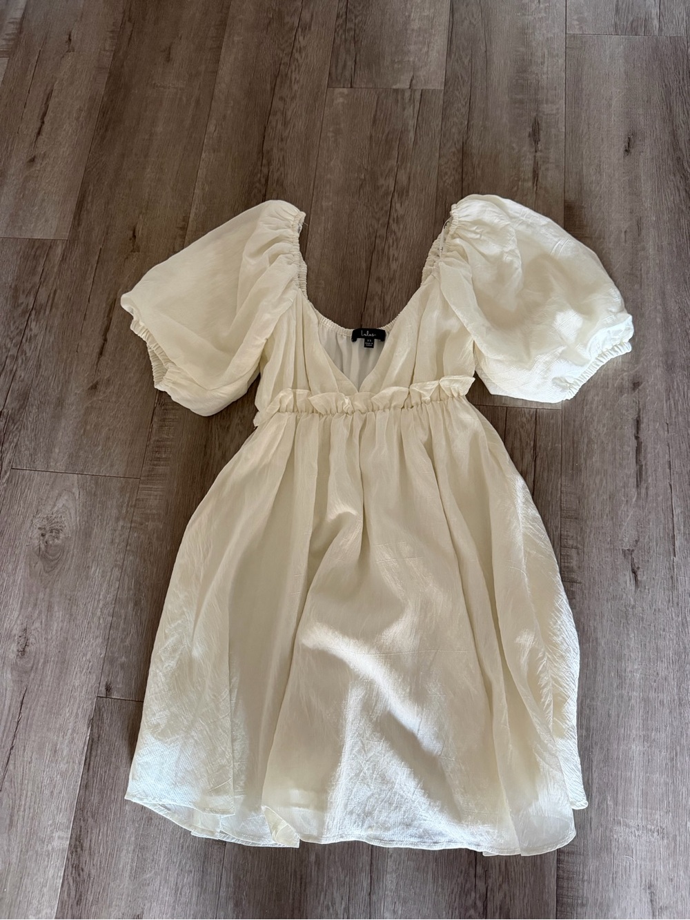Lulus White Puff Sleeve Babydoll Dress